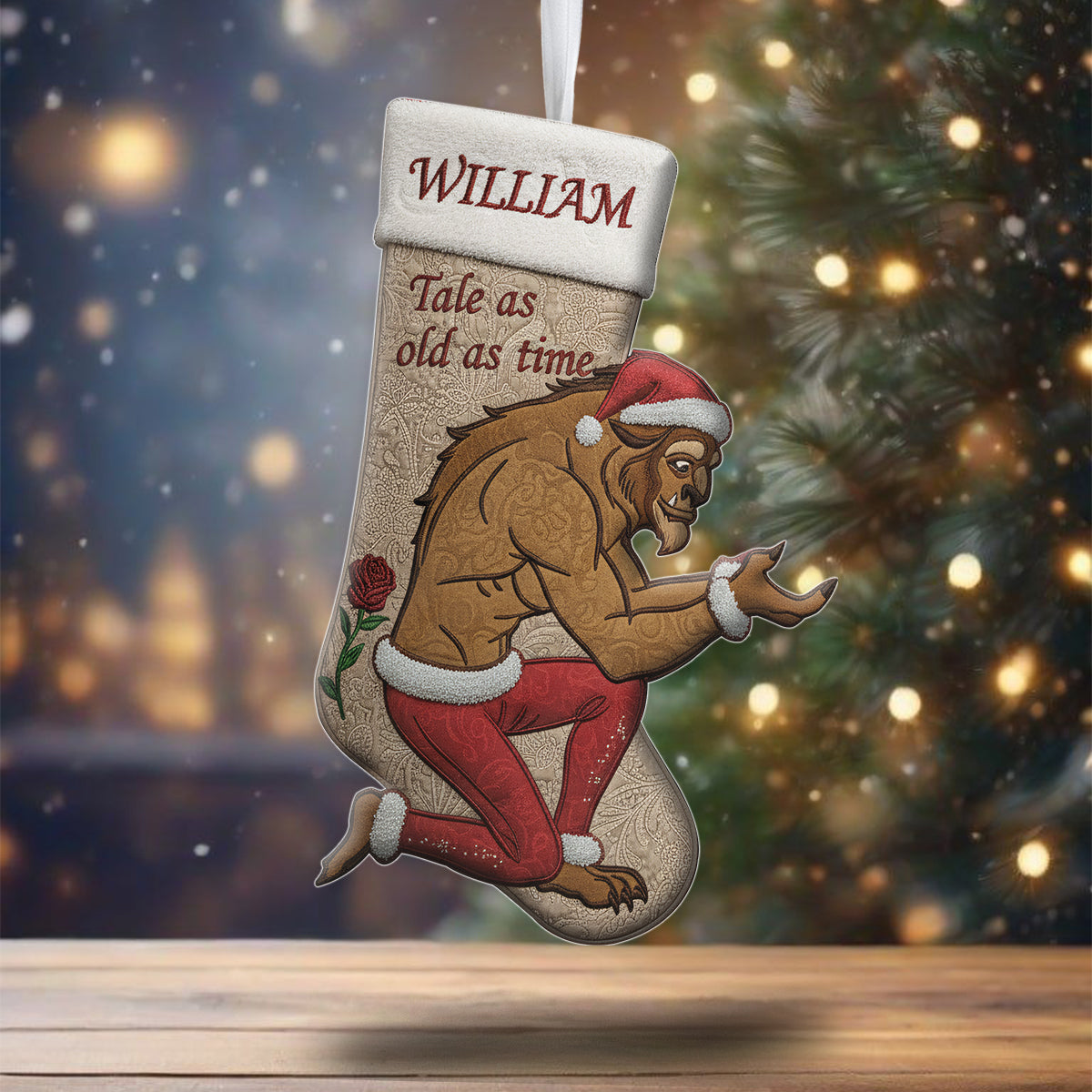 Enduring Tale - Personalized Beauty And The Beast Shaped Christmas Stocking