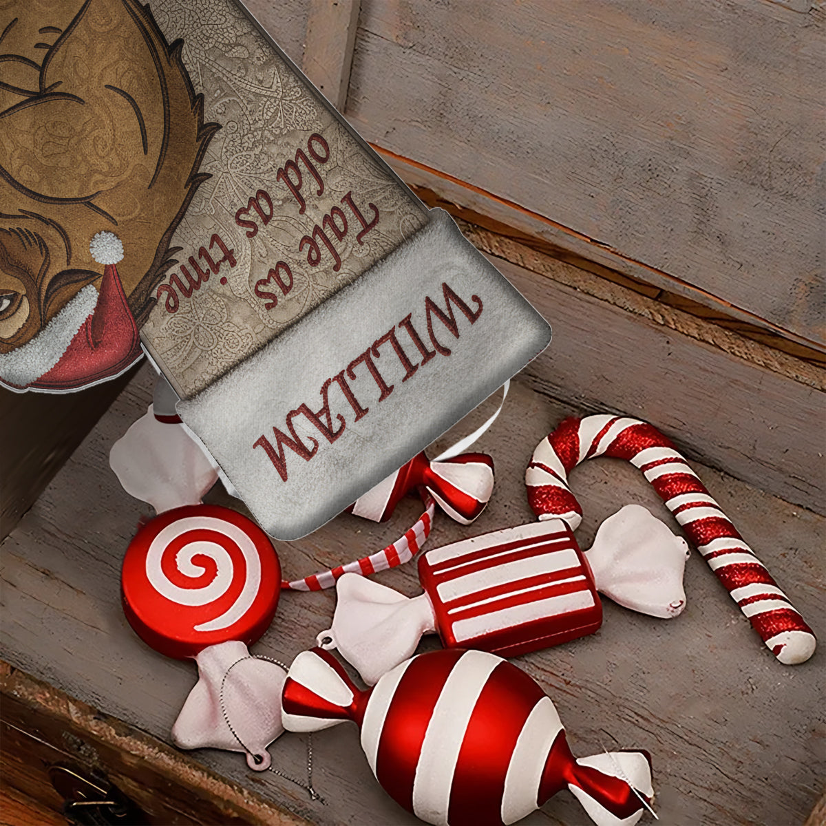 Enduring Tale - Personalized Beauty And The Beast Shaped Christmas Stocking