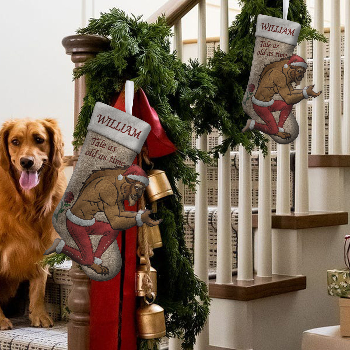 Enduring Tale - Personalized Beauty And The Beast Shaped Christmas Stocking