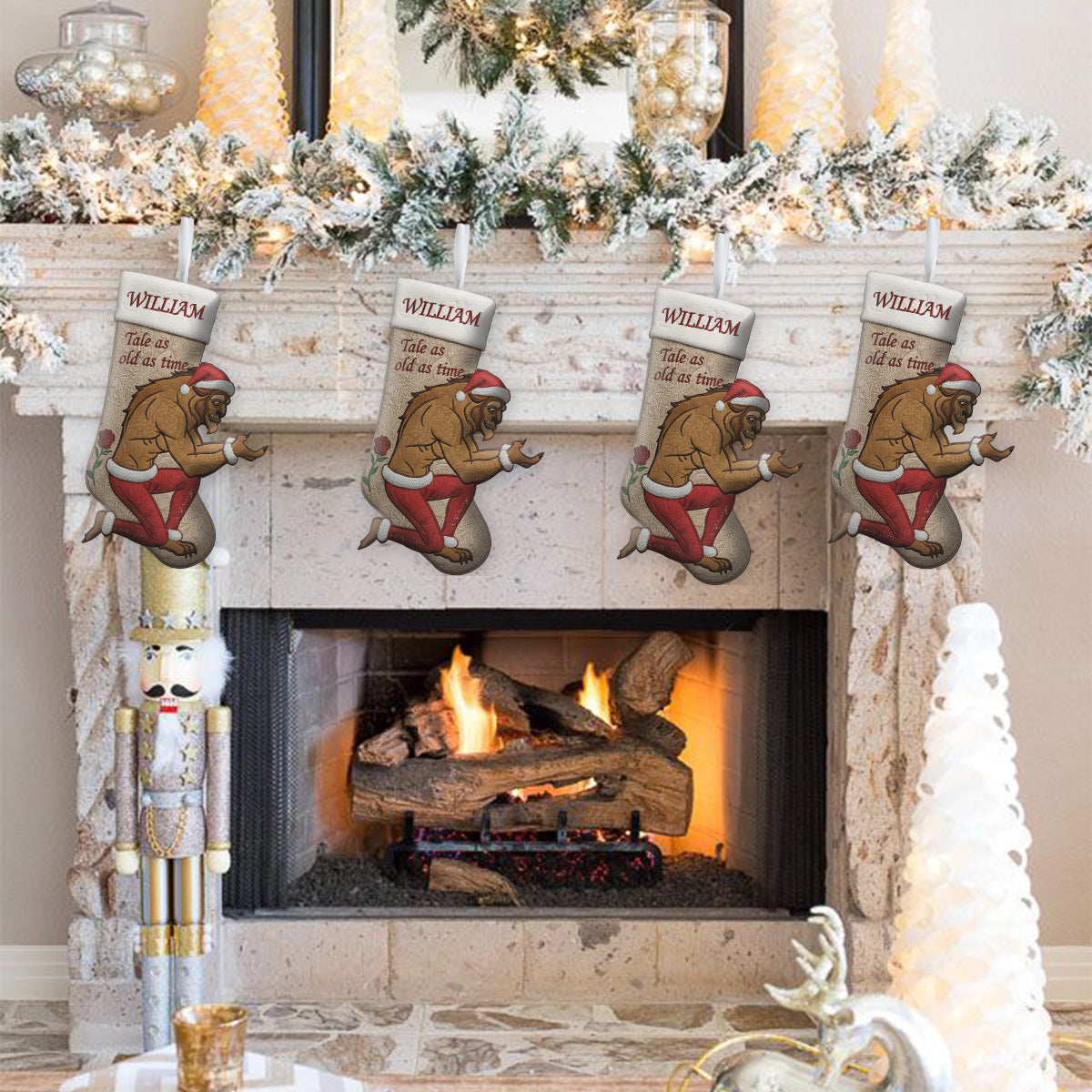 Enduring Tale - Personalized Beauty And The Beast Shaped Christmas Stocking