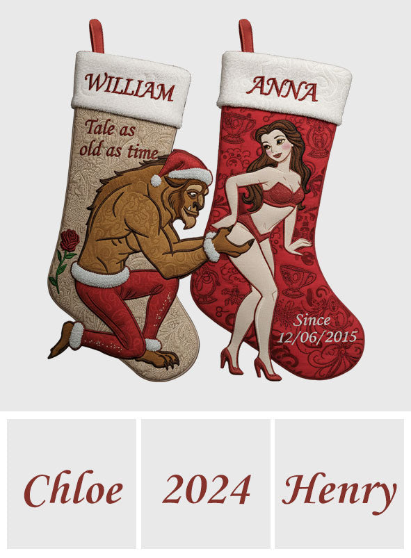 Enduring Tale - Personalized Beauty And The Beast Shaped Christmas Stocking