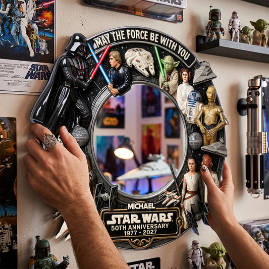 May The Force Be With You - Personalized The Force Wall Mirror With LED Light
