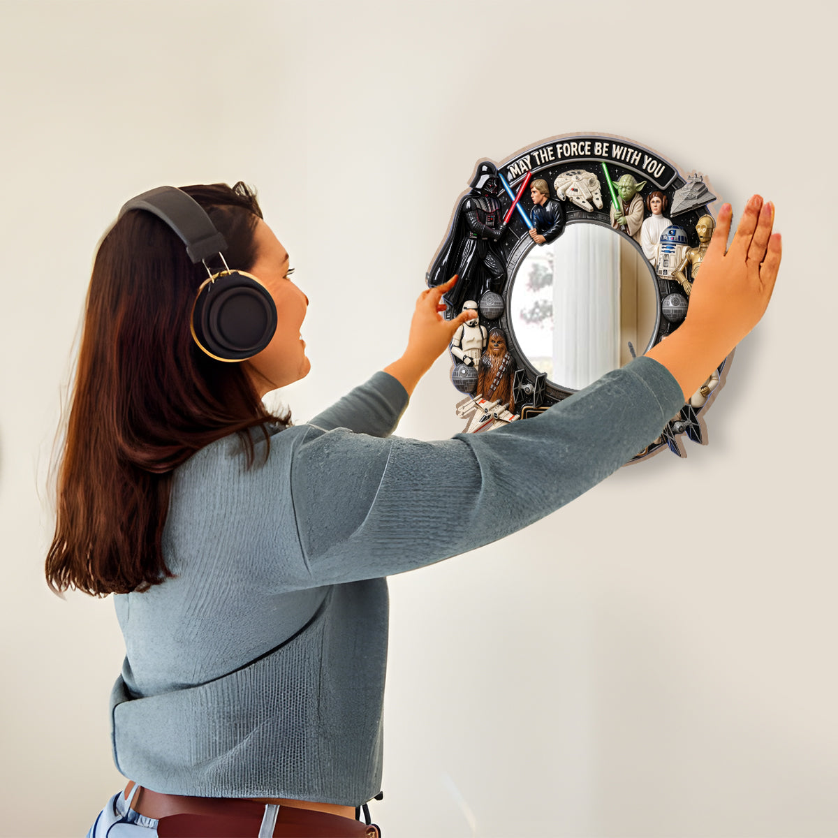 May The Force Be With You - Personalized The Force Wall Mirror With LED Light