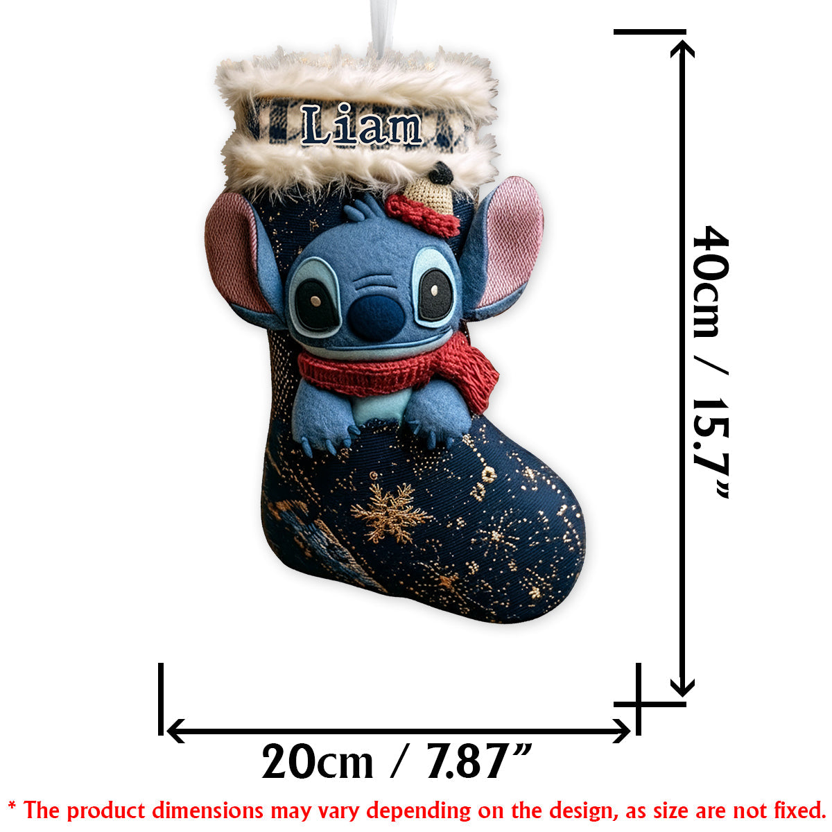 A Little Blue Alien Chaos - Personalized Ohana Shaped Christmas Stocking