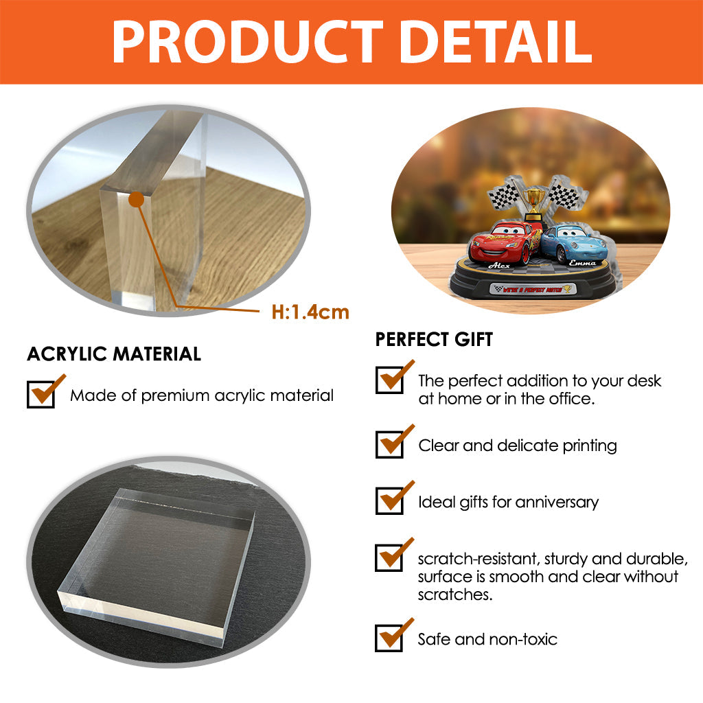 We're A Perfect Match - Personalized Cars Custom Shaped Acrylic Plaque