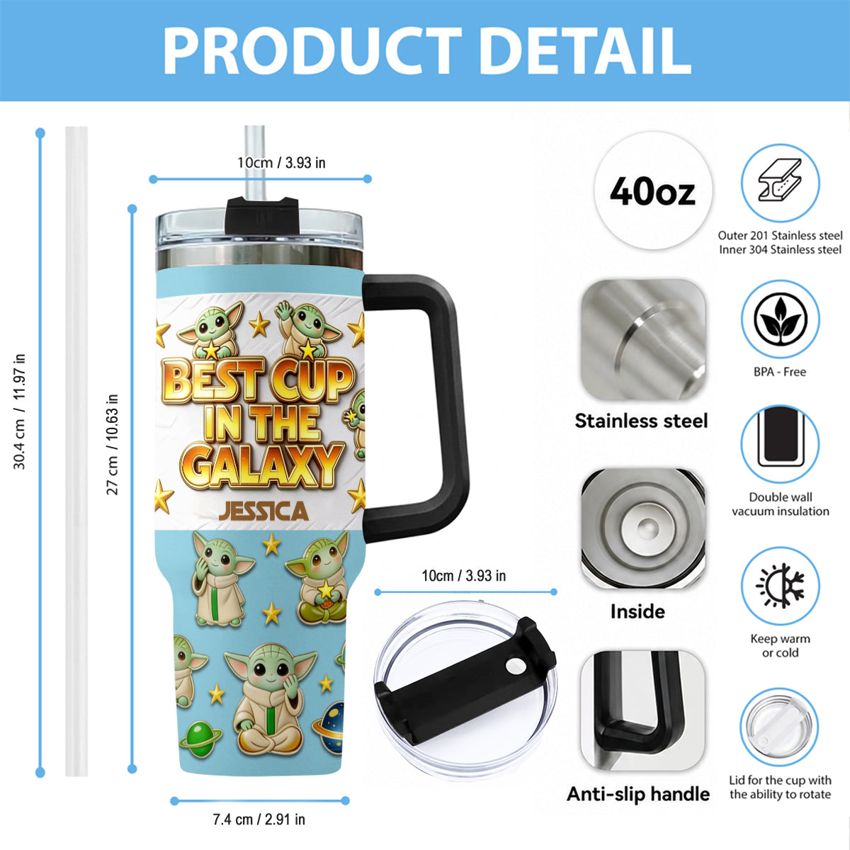Best Cup In The Galaxy - Personalized The Force Tumbler With Plush Charm