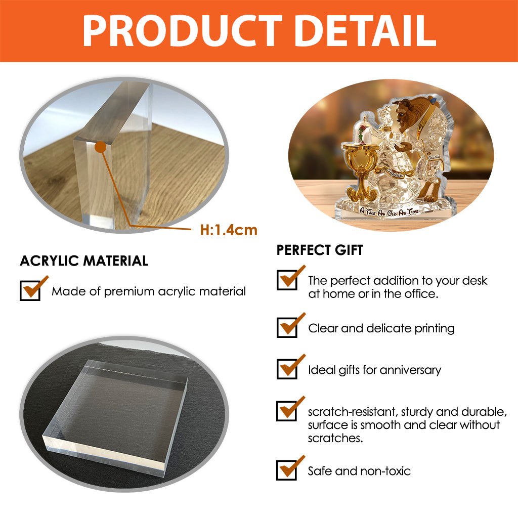 A Tale As Old As Time - Personalized Couple Custom Shaped Acrylic Plaque