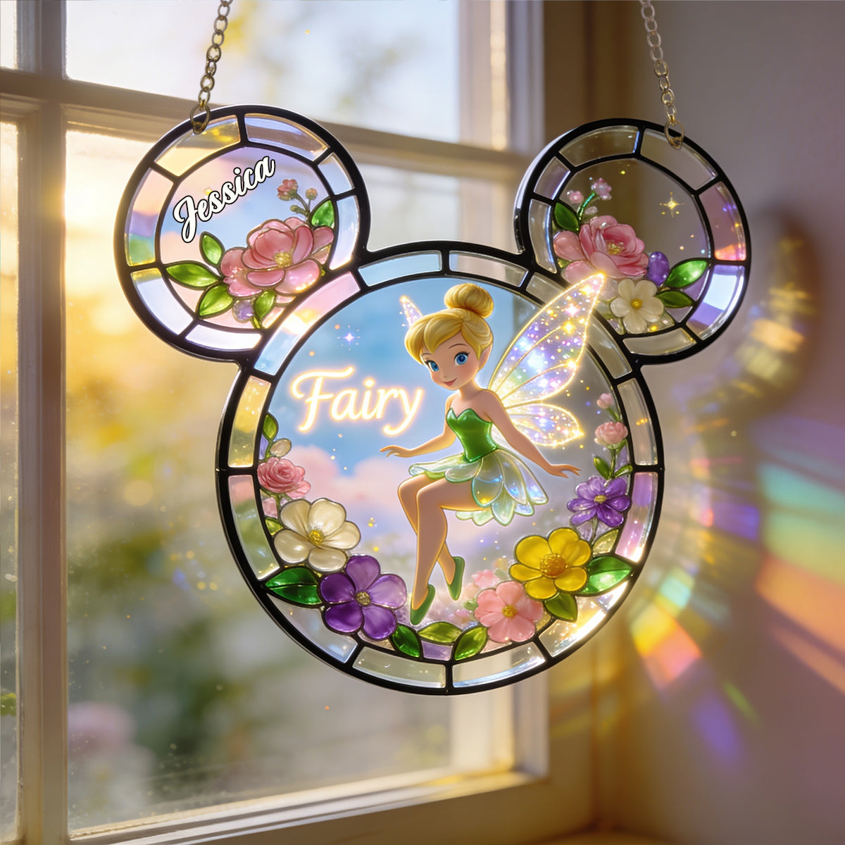 Enchanted Wings - Personalized Flying Fairy Window Hanging Suncatcher Ornament