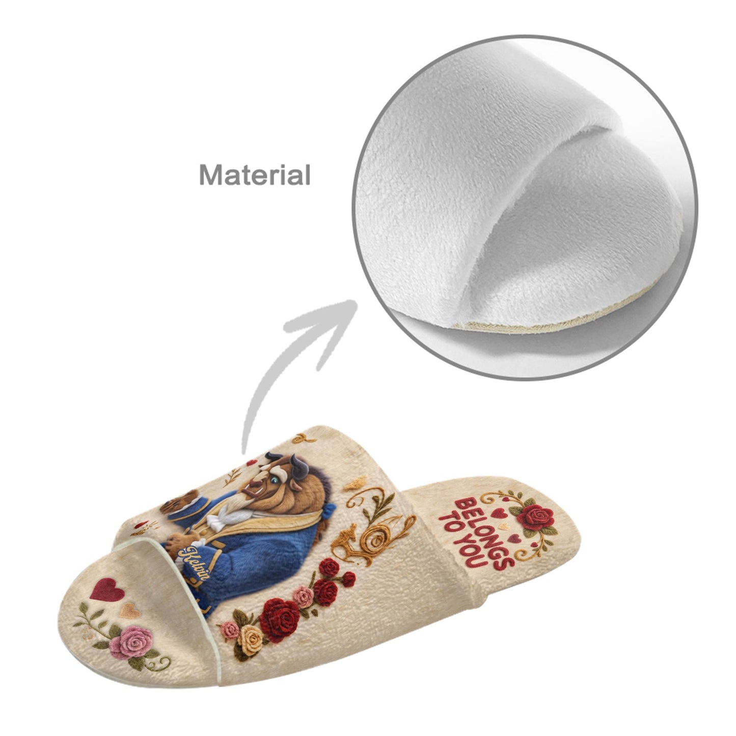 My Heart Belongs To You - Personalized Beauty And The Beast Open-Toe Slippers