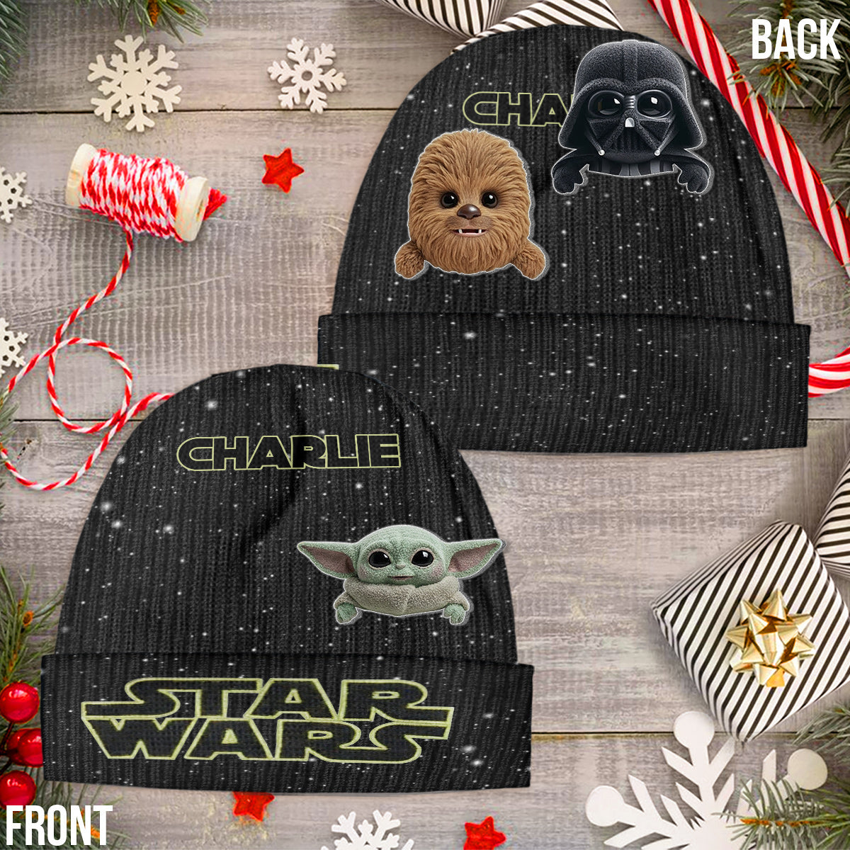 Movie Characters - Personalized The Force Beanie Hat With Patches