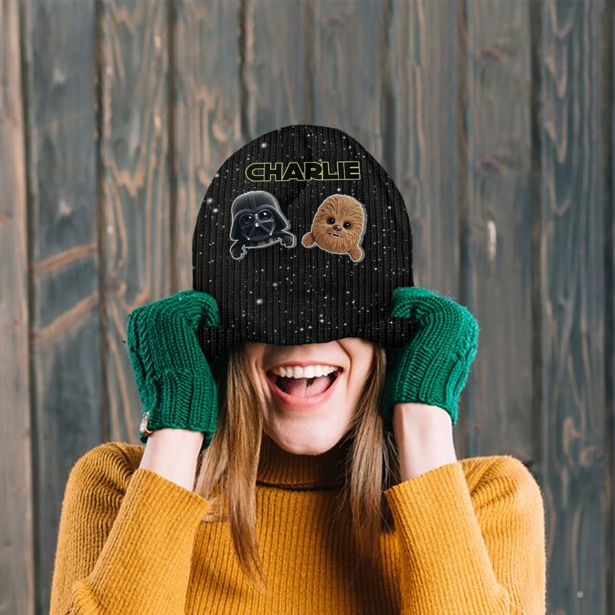 Movie Characters - Personalized The Force Beanie Hat With Patches