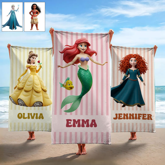 Magical Princess - Personalized Mouse Quick-dry Beach Towel/ Bath Towel