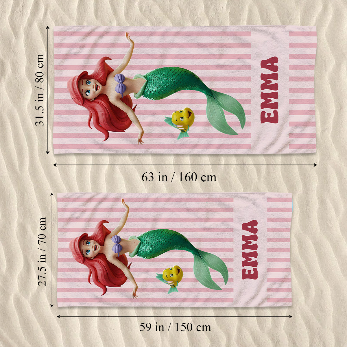 Magical Princess - Personalized Mouse Quick-dry Beach Towel/ Bath Towel