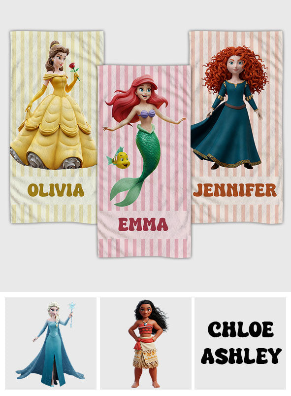 Magical Princess - Personalized Mouse Quick-dry Beach Towel/ Bath Towel