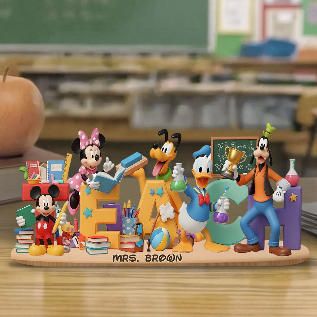 Teaching is a Work of Heart - Mouse Pals - Personalized Teacher Custom Shaped Acrylic Plaque