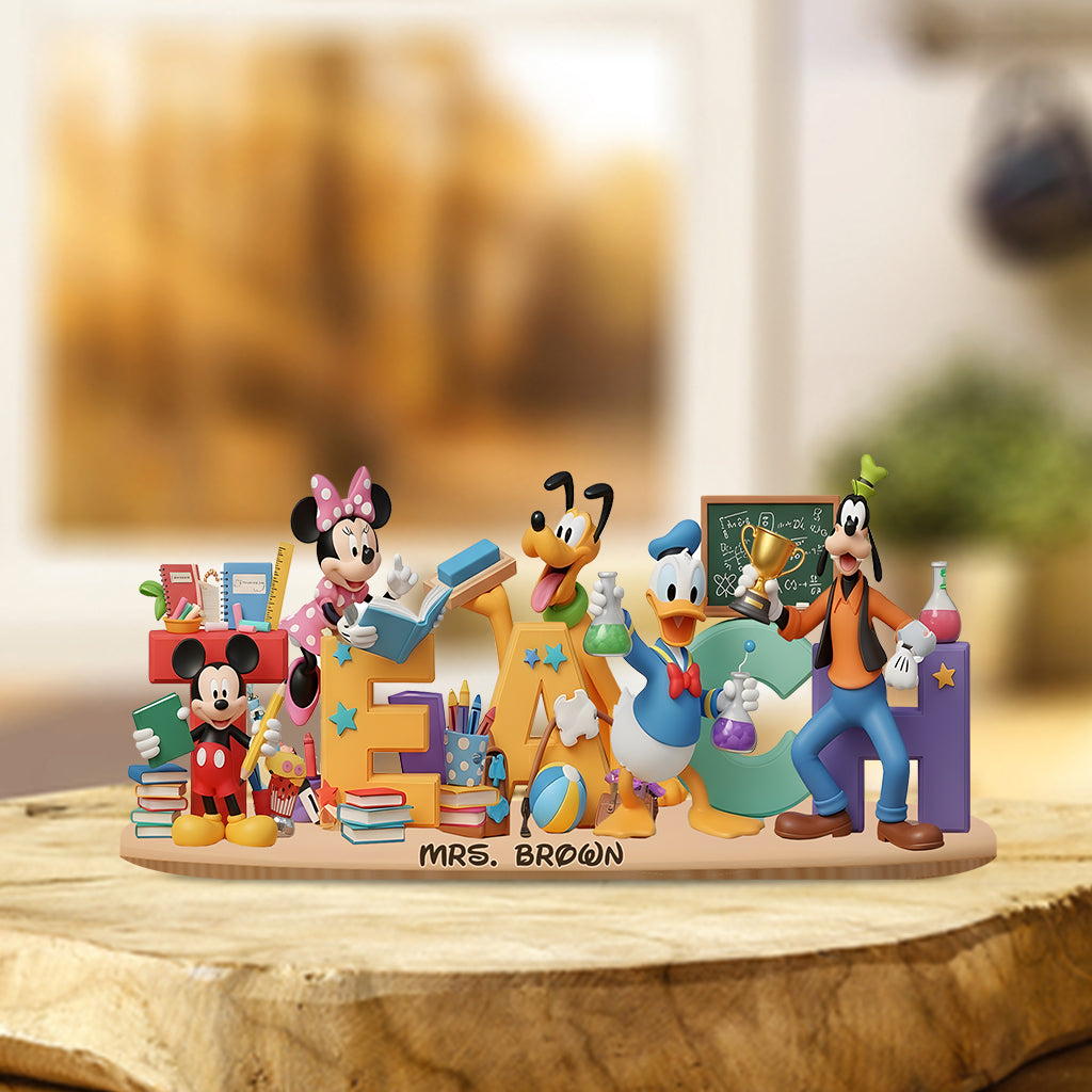 Teaching is a Work of Heart - Mouse Pals - Personalized Teacher Custom Shaped Acrylic Plaque