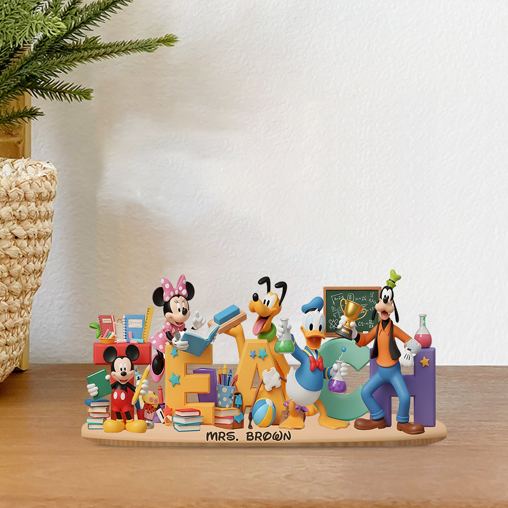 Teaching is a Work of Heart - Mouse Pals - Personalized Teacher Custom Shaped Acrylic Plaque