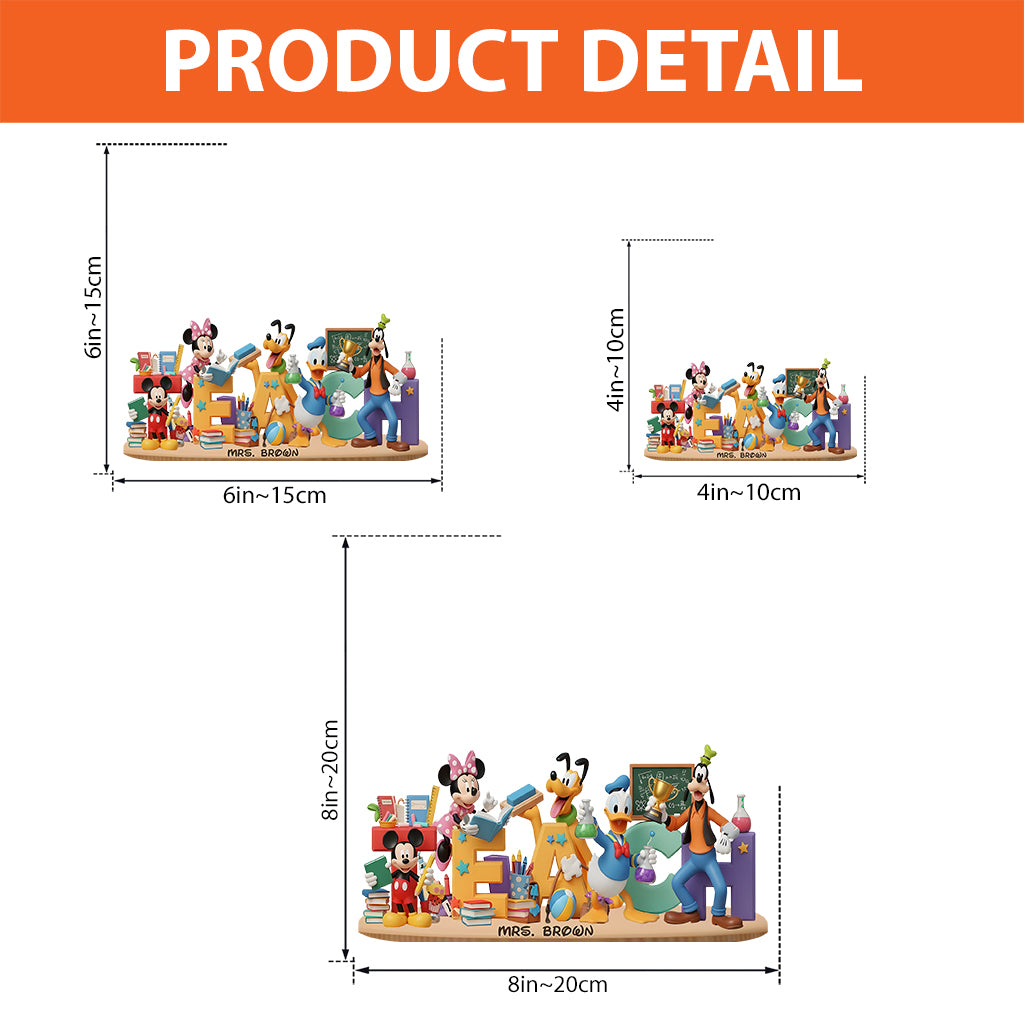 Teaching is a Work of Heart - Mouse Pals - Personalized Teacher Custom Shaped Acrylic Plaque