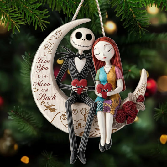 To the Moon Gothic Love - Personalized Nightmare Custom Shaped Wood Sign