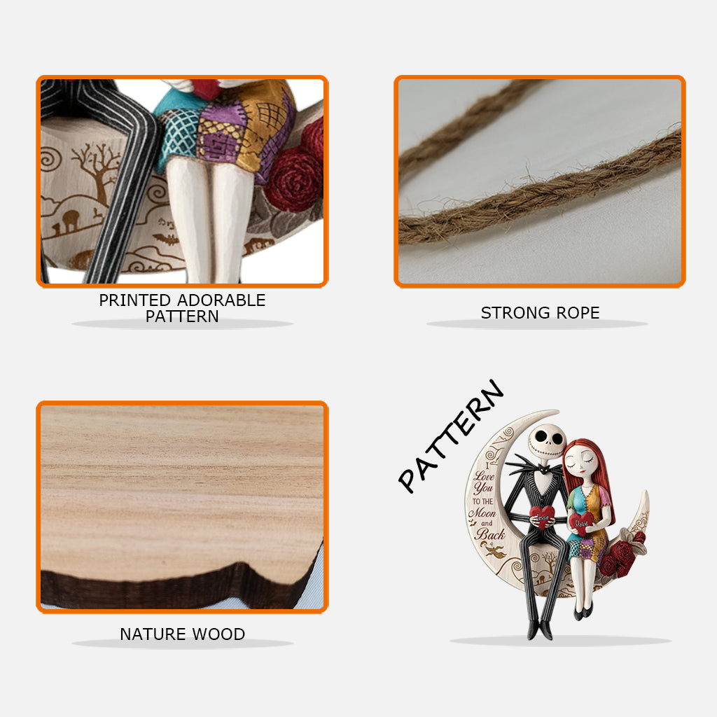 To the Moon Gothic Love - Personalized Nightmare Custom Shaped Wood Sign