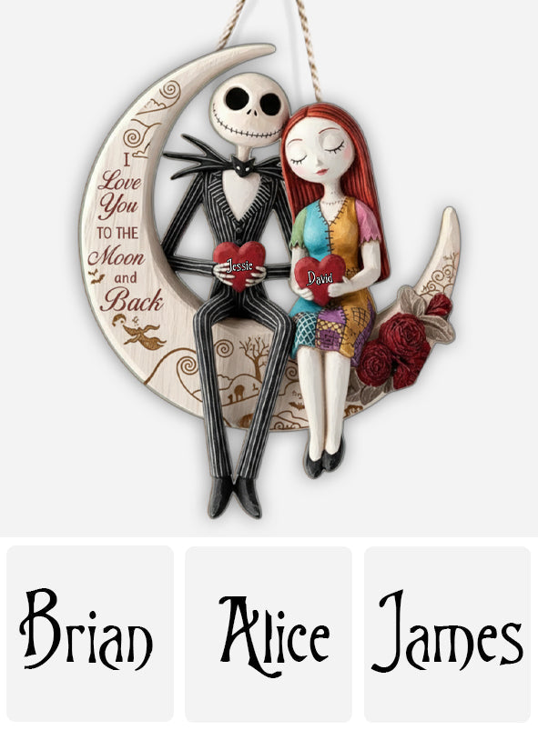 To the Moon Gothic Love - Personalized Nightmare Custom Shaped Wood Sign