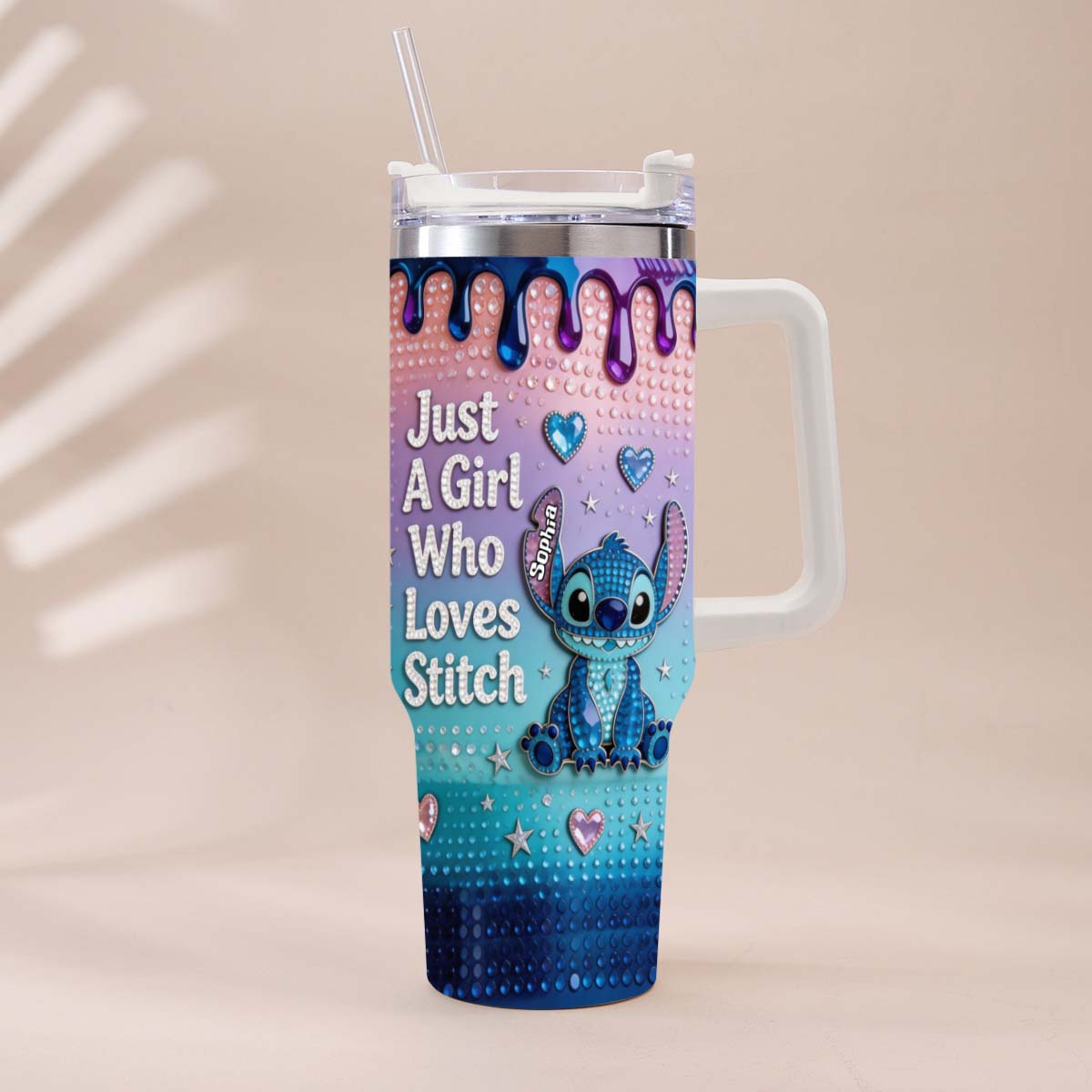 Just A Girl Who Loves Blue Monster - Personalized Ohana Tumbler With Handle