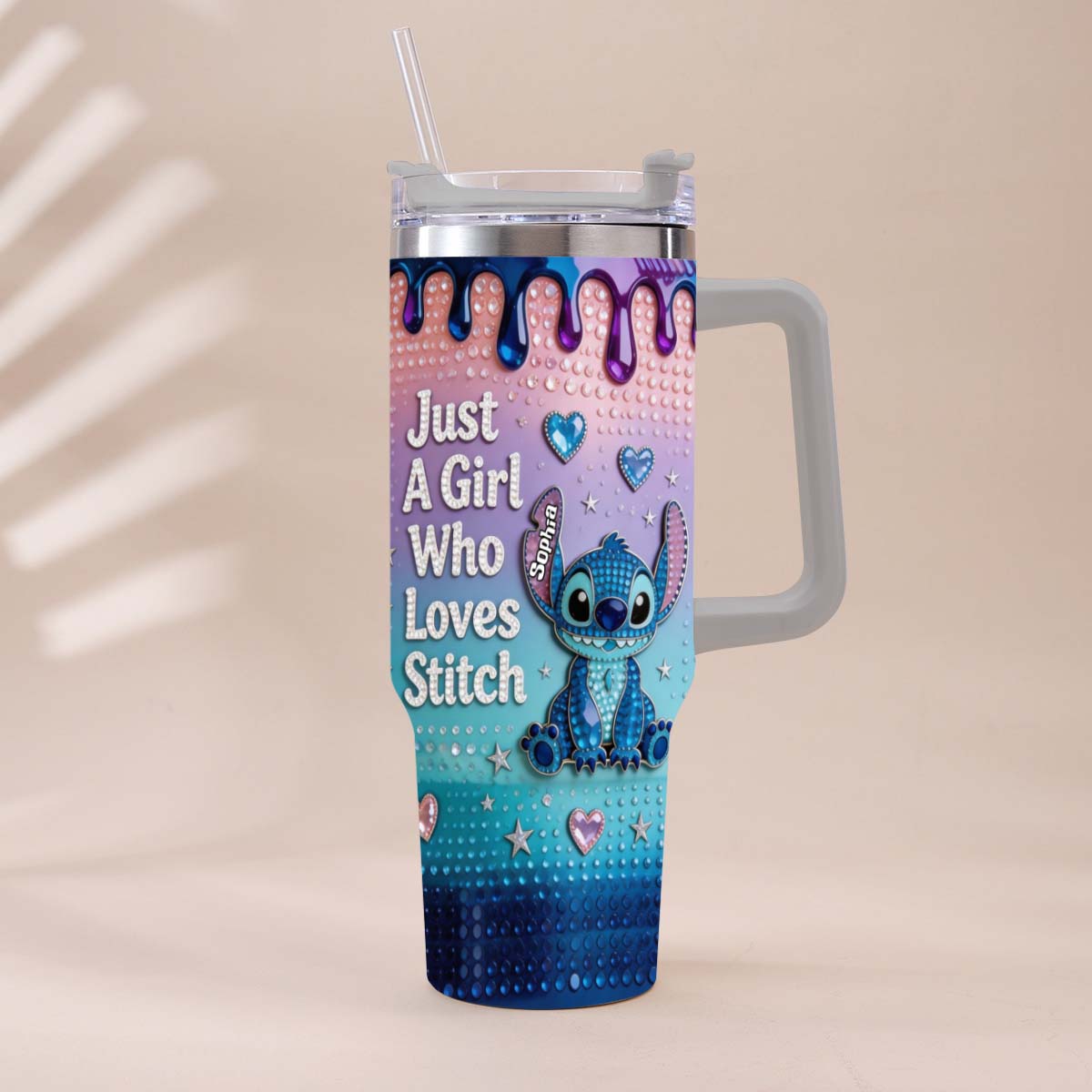Just A Girl Who Loves Blue Monster - Personalized Ohana Tumbler With Handle