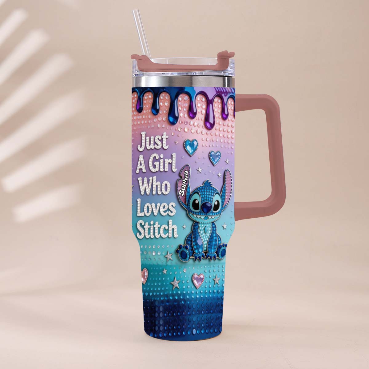 Just A Girl Who Loves Blue Monster - Personalized Ohana Tumbler With Handle