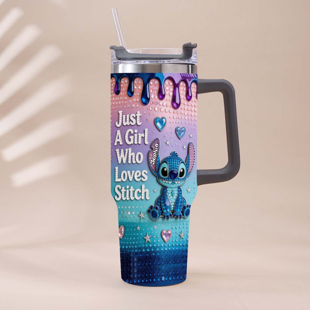 Just A Girl Who Loves Blue Monster - Personalized Ohana Tumbler With Handle