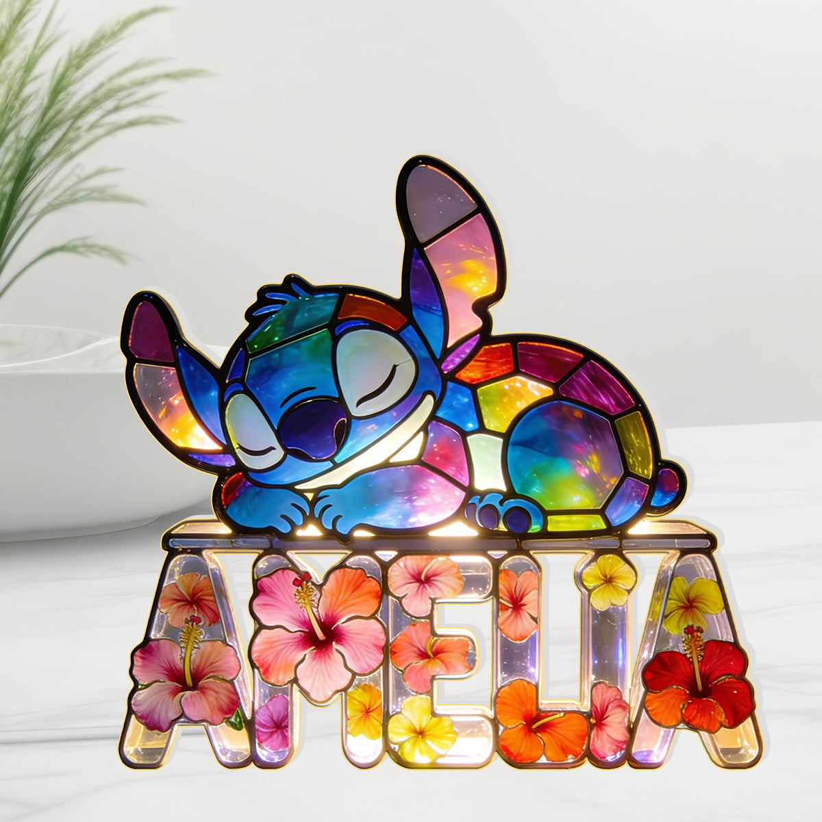 Sleeping Ohana Monster - Personalized Ohana Acrylic LED Night Light