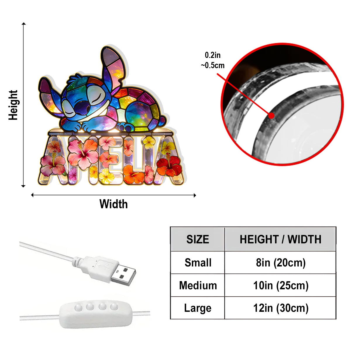 Sleeping Ohana Monster - Personalized Ohana Acrylic LED Night Light