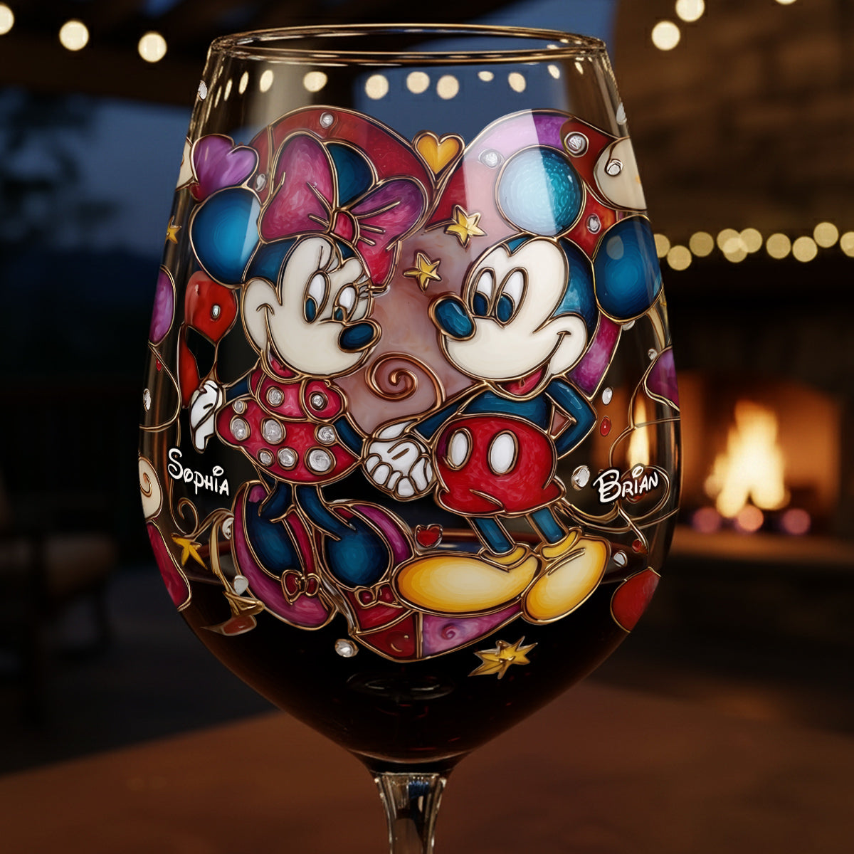 A Magical Love Story - Personalized Mouse Wine Glass With Long Stem