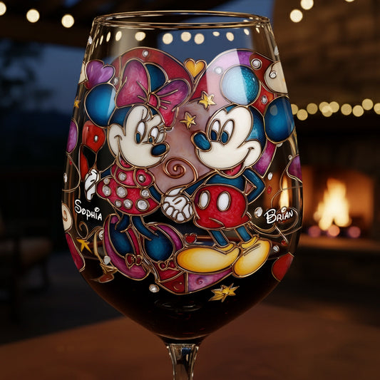 A Magical Love Story - Personalized Mouse Wine Glass With Long Stem