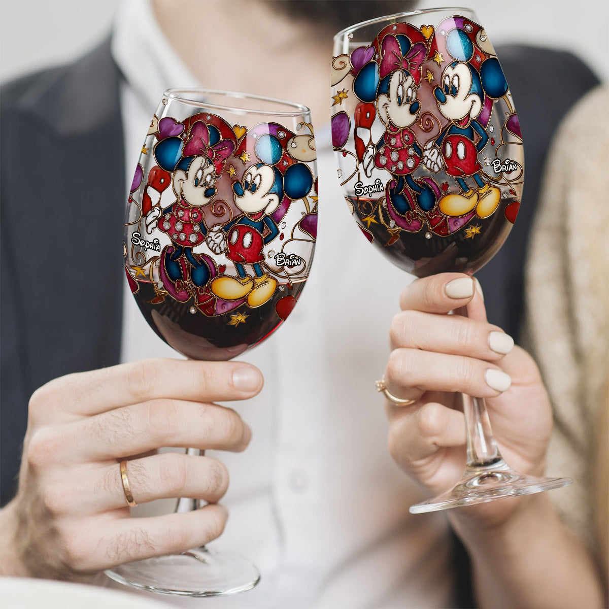 A Magical Love Story - Personalized Mouse Wine Glass With Long Stem