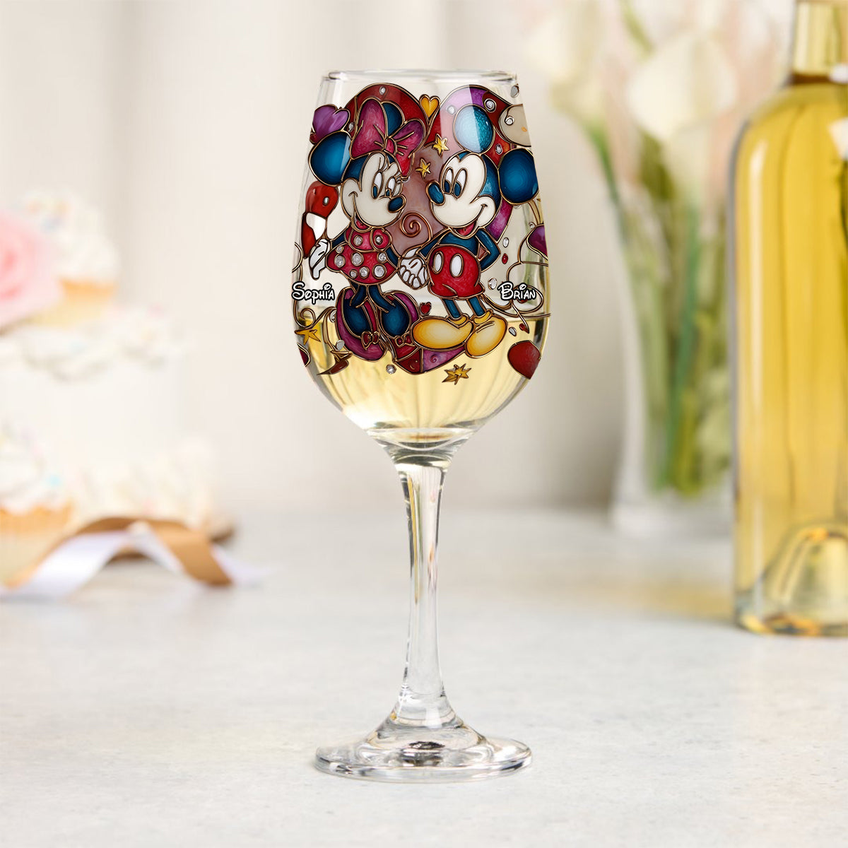 A Magical Love Story - Personalized Mouse Wine Glass With Long Stem