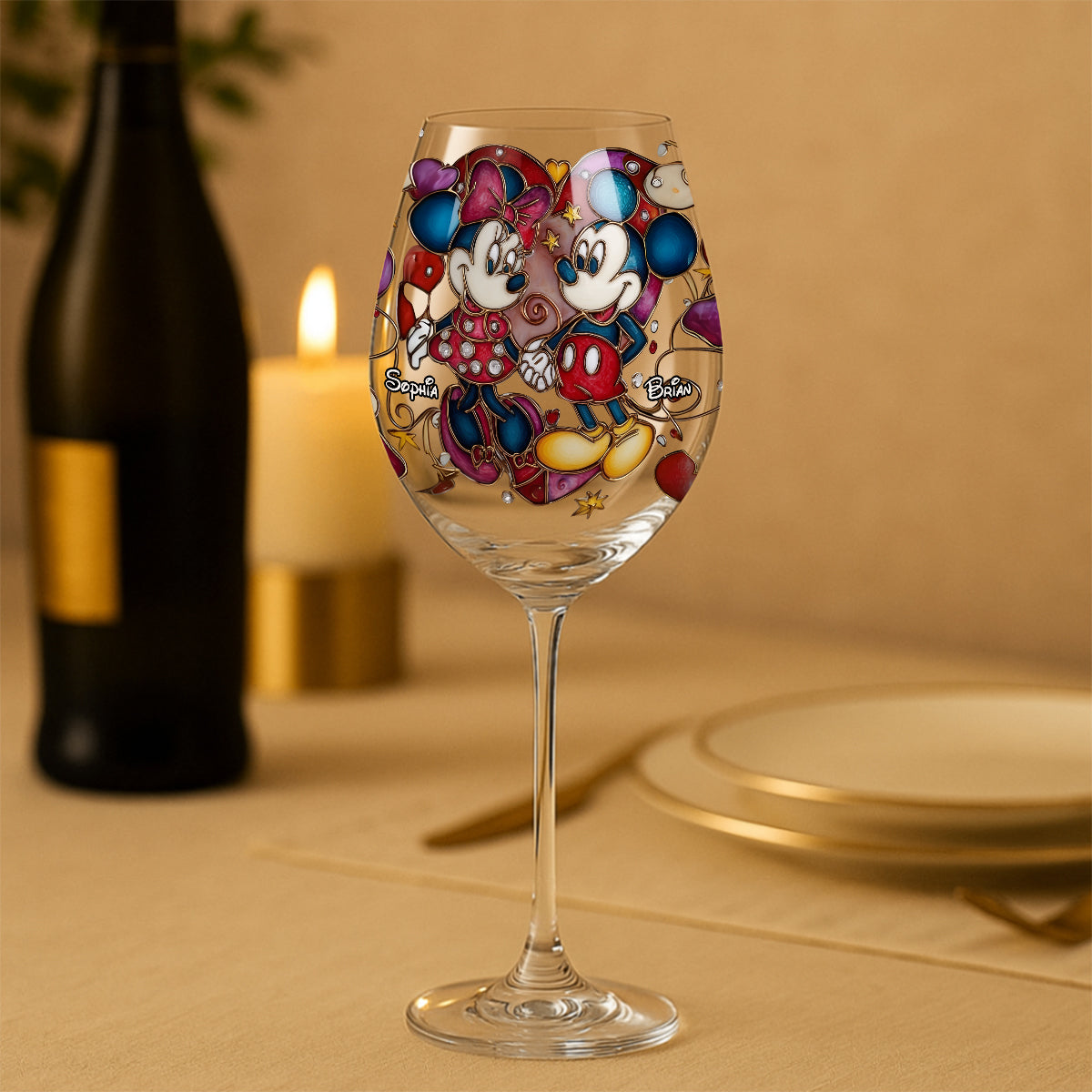 A Magical Love Story - Personalized Mouse Wine Glass With Long Stem