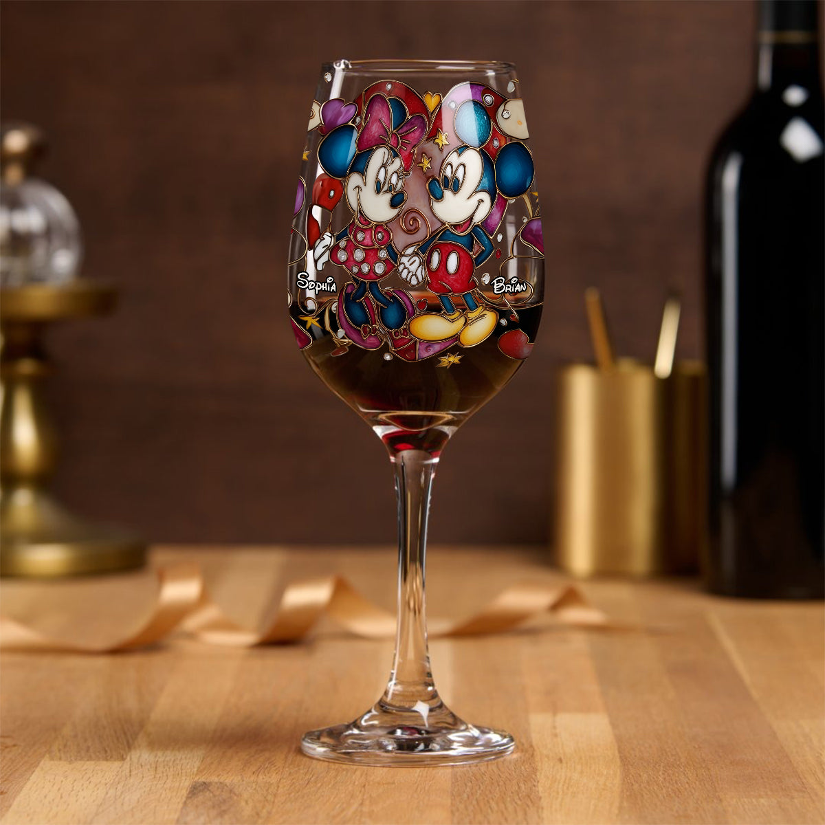 A Magical Love Story - Personalized Mouse Wine Glass With Long Stem