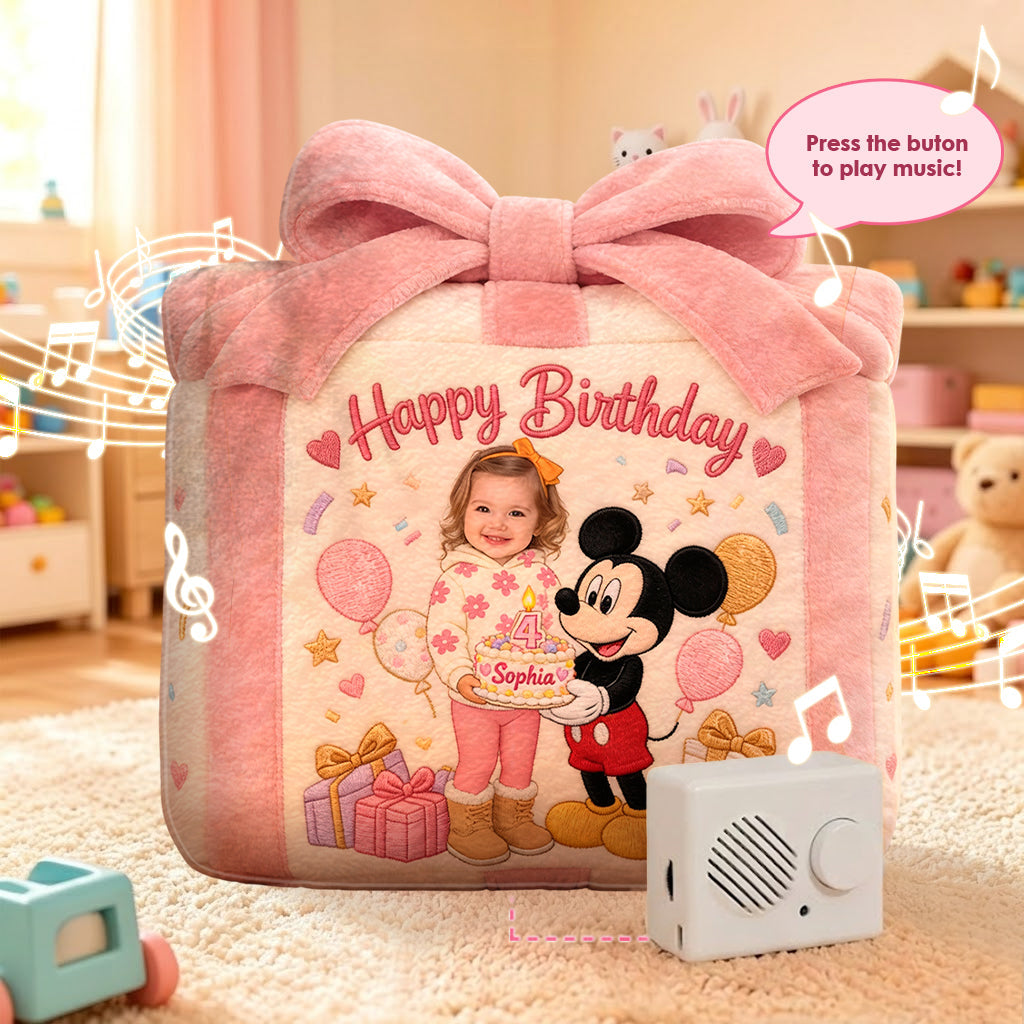 Happy Birthday Message From The Magic Mouse, Real Voice With Custom Name And Photo - Personalized Mouse Melody Plush