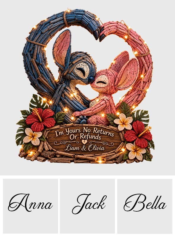 Blue Alien Couple Heart - Personalized Ohana Acrylic LED Night Light