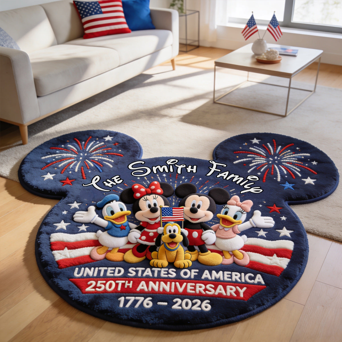 USA 250th Anniversary - Personalized Mouse Shaped Doormat/ Rug