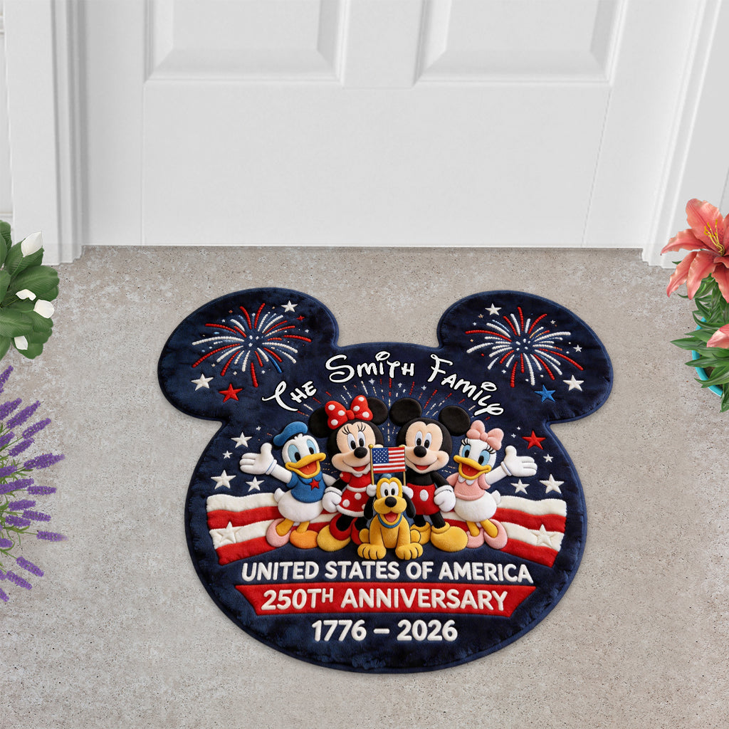 USA 250th Anniversary - Personalized Mouse Shaped Doormat/ Rug