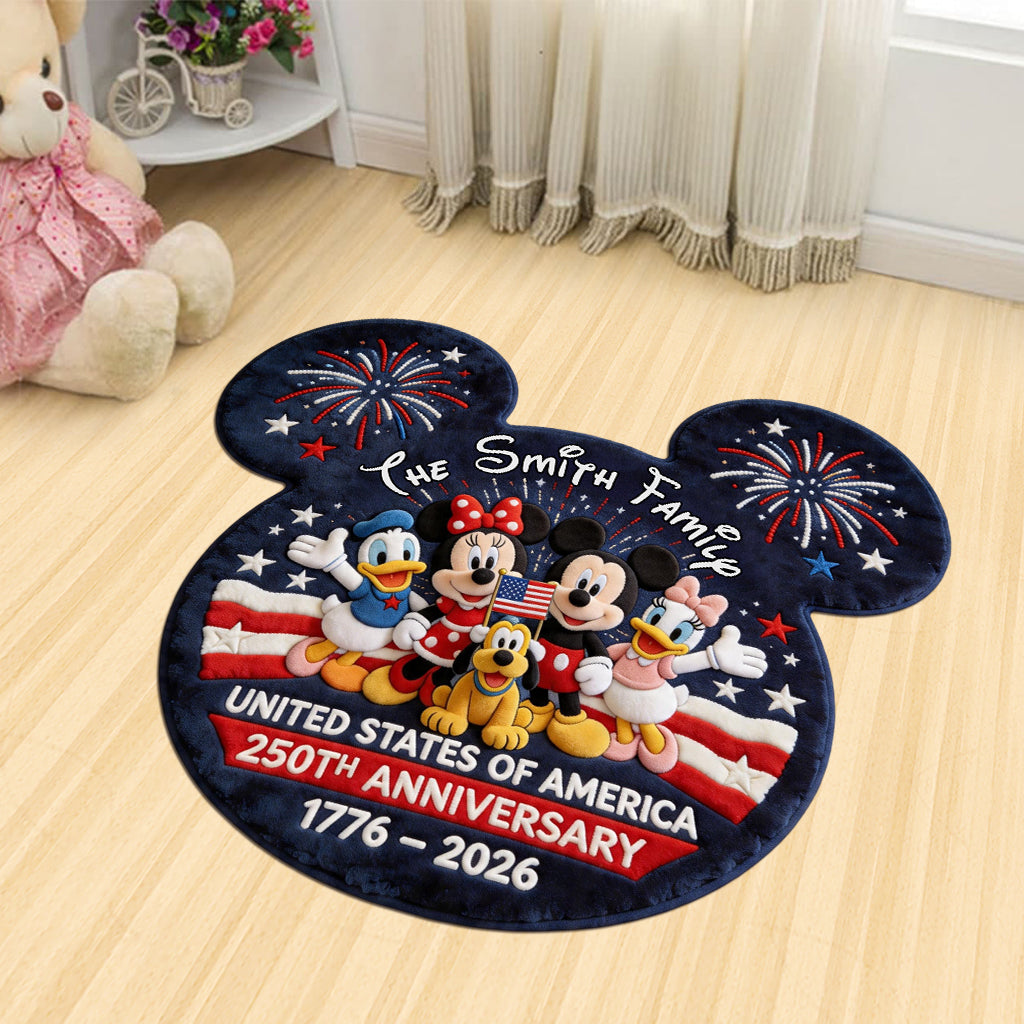 USA 250th Anniversary - Personalized Mouse Shaped Doormat/ Rug