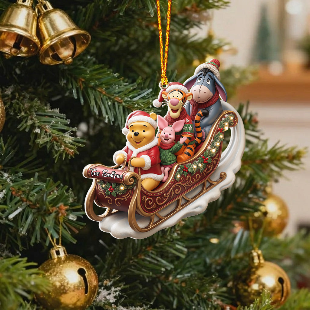 Dashing Through The Snow - Personalized Yellow Bear Premium 3D Ornament