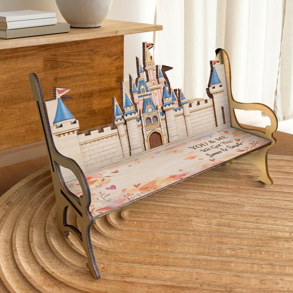 We Got This - Personalized Mouse Wooden Bench & Plush Keychain Set