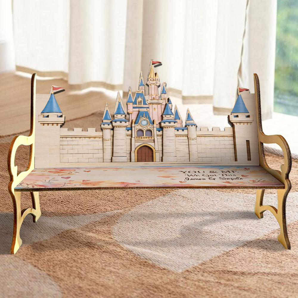 We Got This - Personalized Mouse Wooden Bench & Plush Keychain Set