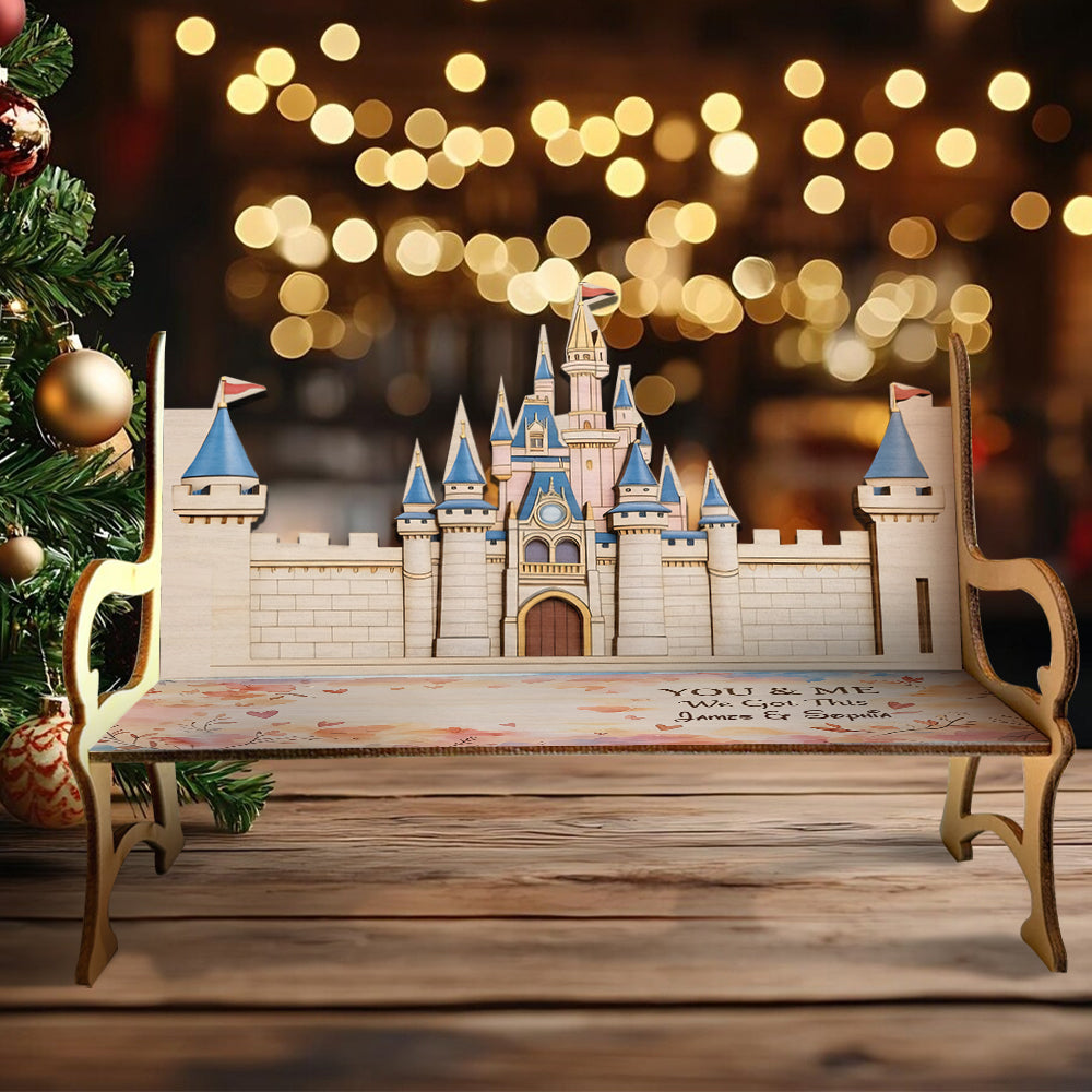 We Got This - Personalized Mouse Wooden Bench & Plush Keychain Set