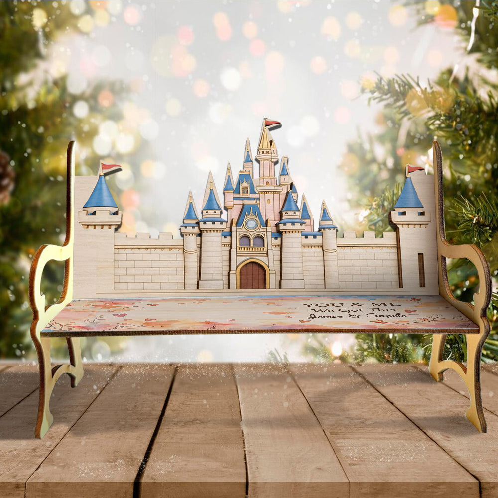 We Got This - Personalized Mouse Wooden Bench & Plush Keychain Set