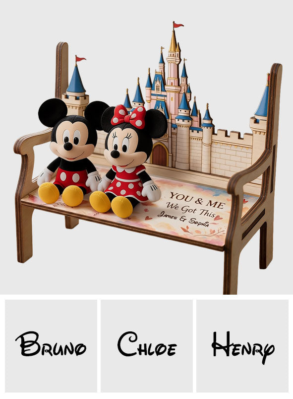 We Got This - Personalized Mouse Wooden Bench & Plush Keychain Set