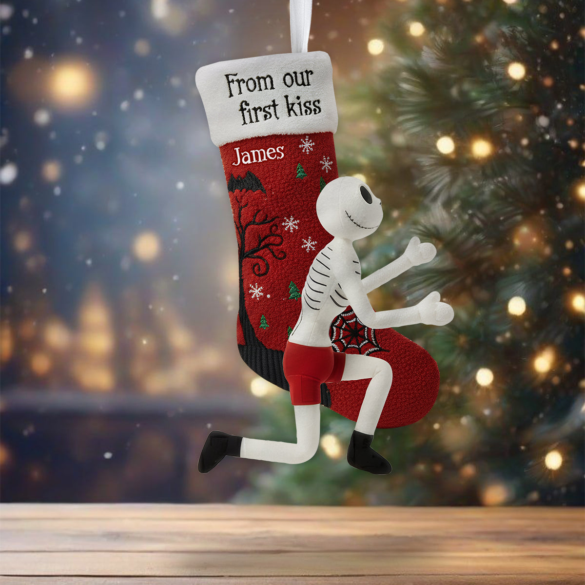 Gothic Love Story - Personalized Nightmare Shaped Christmas Stocking