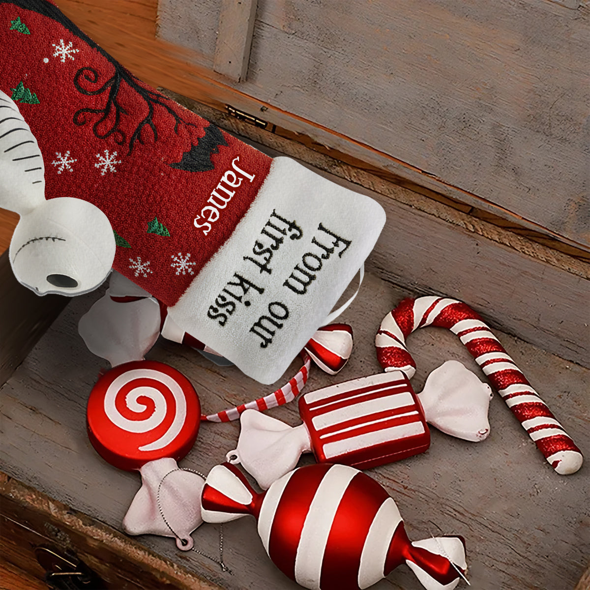 Gothic Love Story - Personalized Nightmare Shaped Christmas Stocking